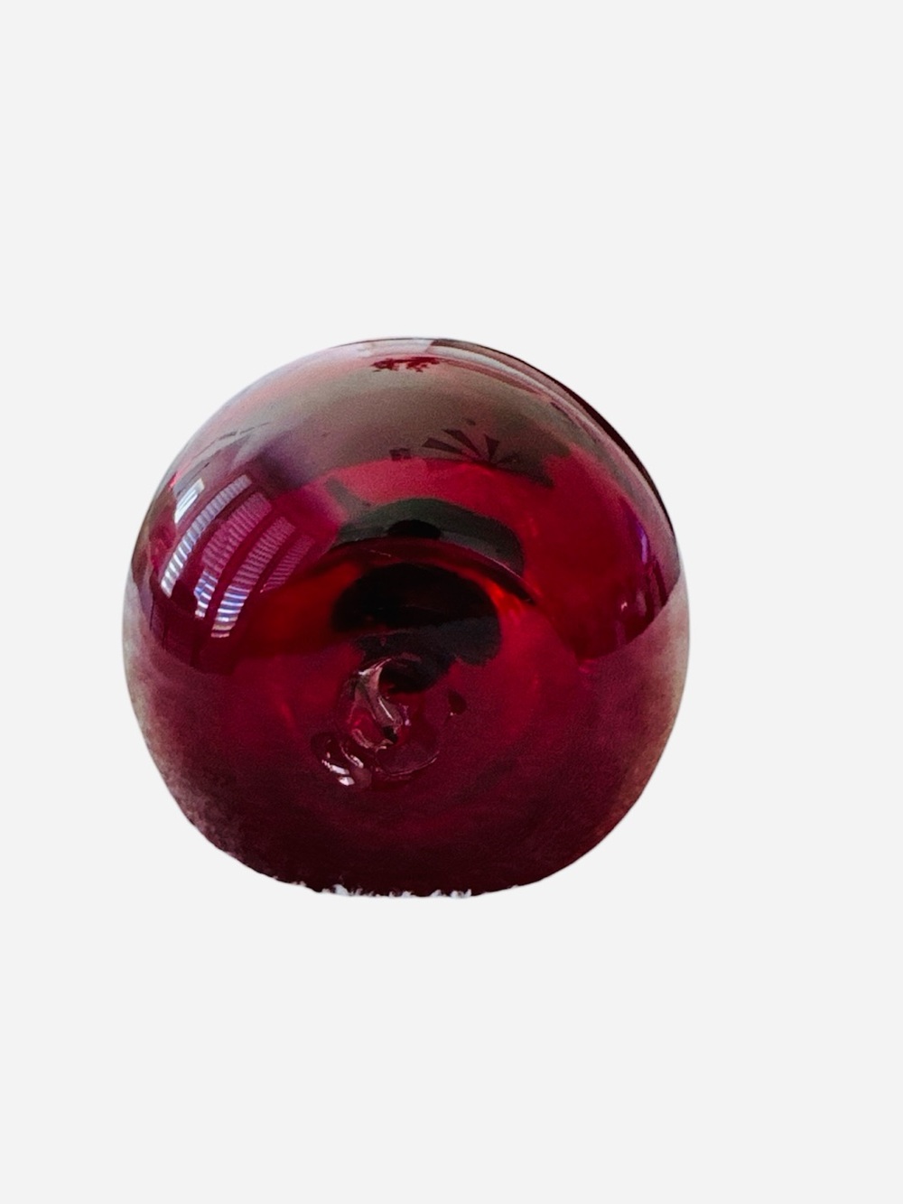 Blenko Ruby Red Apple Emerald Stem Hand Blown Glass Art Vintage Collectible - Picture 5 of 7